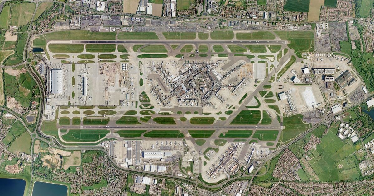 Aerial view of Heathrow Airport in London