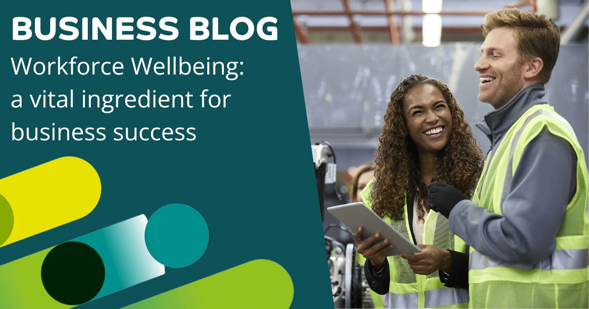 Decorative image promoting a Business Surrey blog on workforce wellbeing