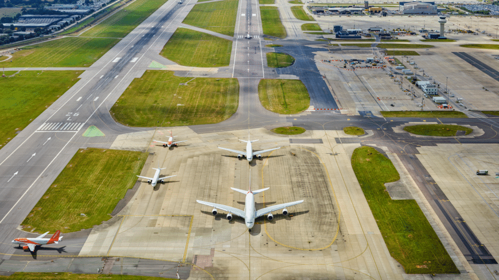 CGI image of planes landing at the new Northern Runway, part of London Gatwick's expansion plans