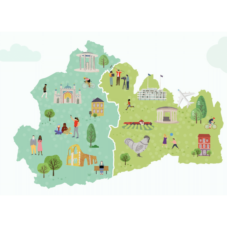 Map of Surrey split in two under LGR proposals