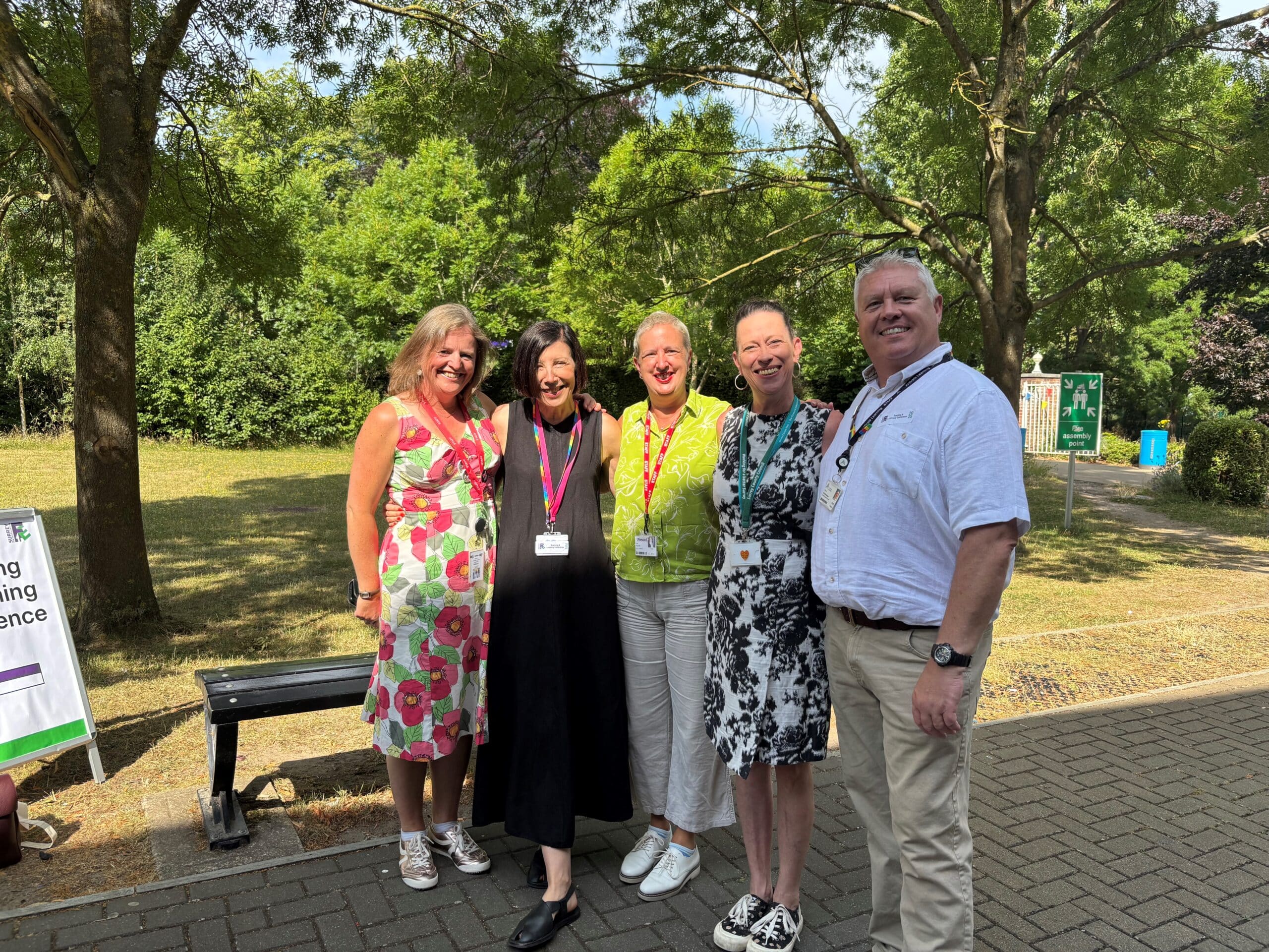 Surrey Careers Hub engages educators L-R: Lindsay Pamphilon - ESC, Christine Ricketts - Brooklands, Julie Kapsalis - Nescot, Georgina Angeles - Surrey Careers Hub, Paul Newman - Activate Learning