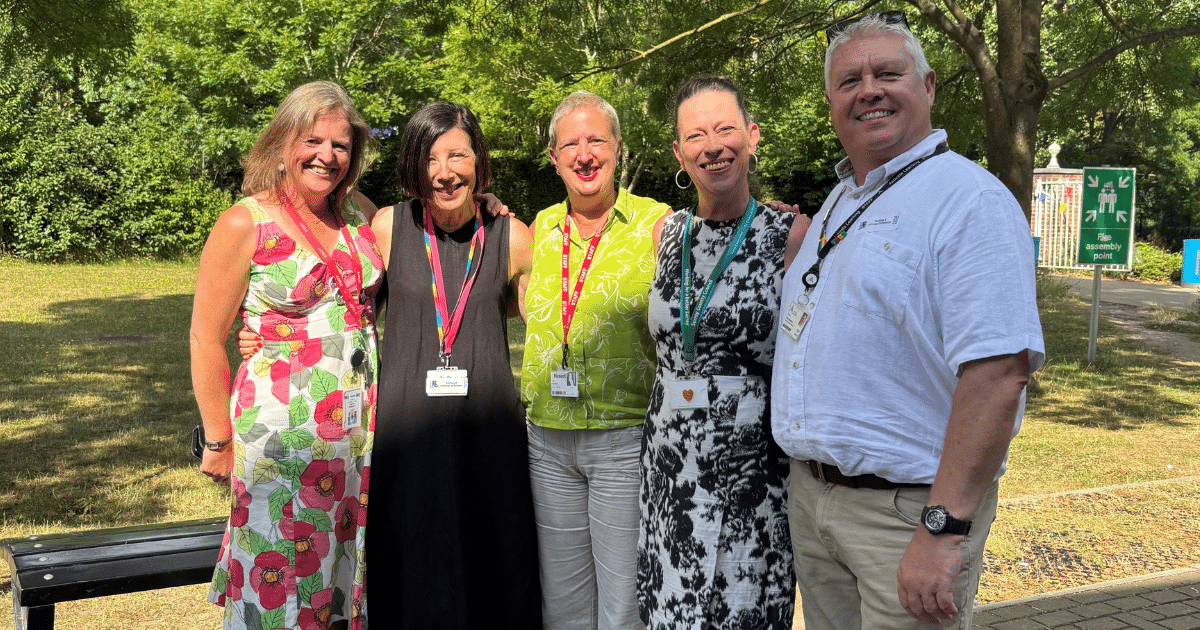 Surrey Careers Hub engages educators L-R: Lindsay Pamphilon - ESC, Christine Ricketts - Brooklands, Julie Kapsalis - Nescot, Georgina Angeles - Surrey Careers Hub, Paul Newman - Activate Learning