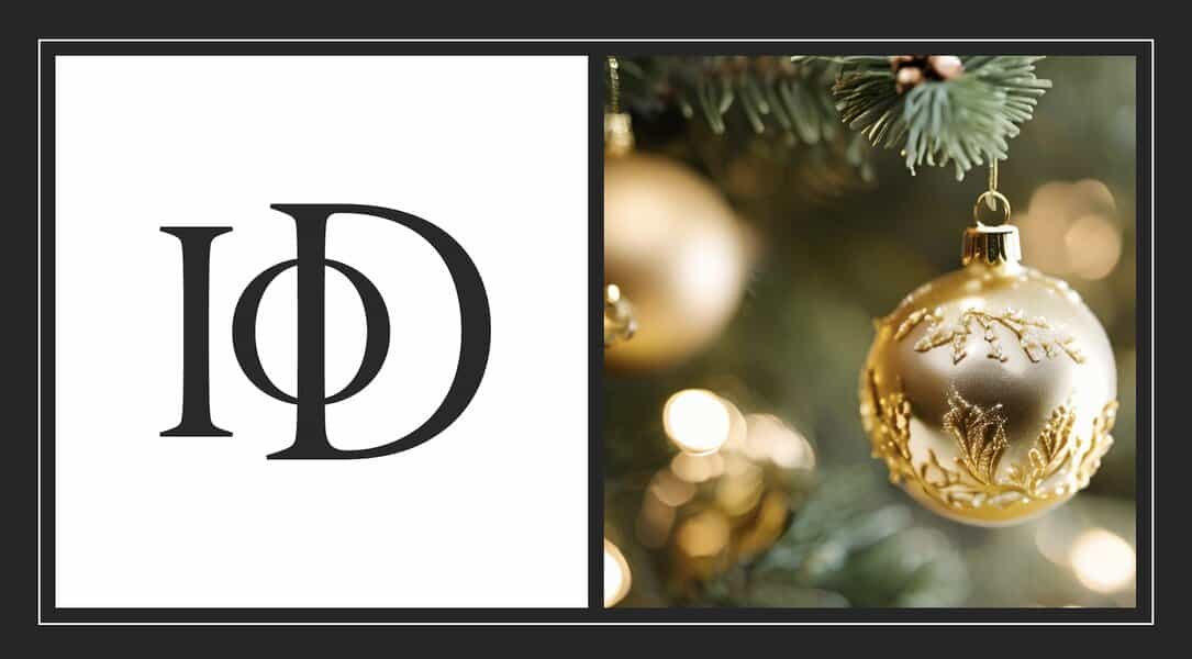 Bauble hanging on tree with Institute of Directors logo