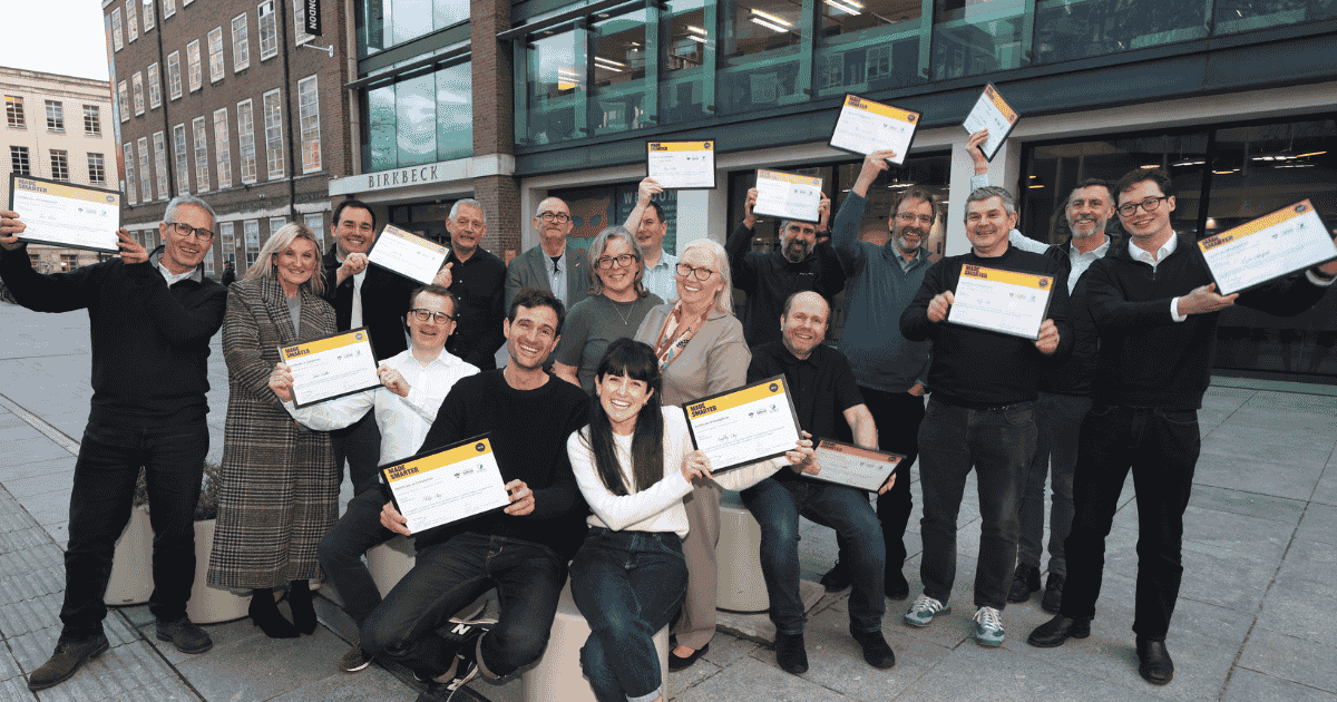 Made Smarter South East | delegates from the Leadership course celebrate their graduation outside Birkbeck University.